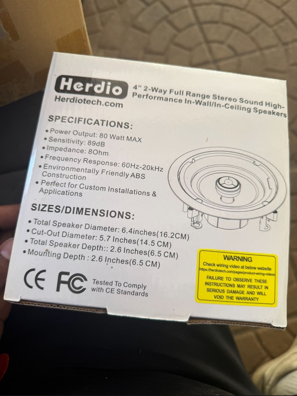 4 Herdio Speaker HCS418BT 4" 2-way Ceiling Wall 80w